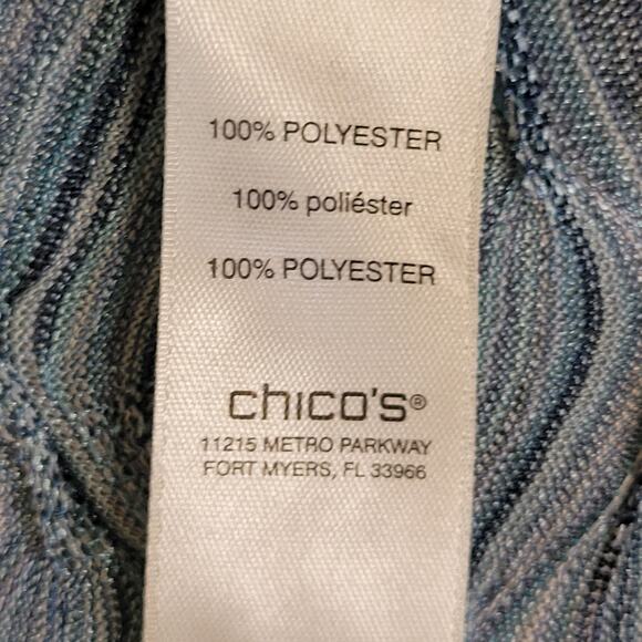 Chico's Easywear Size 3/XL Wavy Textured Cardigan 3/4 Sleeve V-Neck Soft Blue - Picture 14 of 15